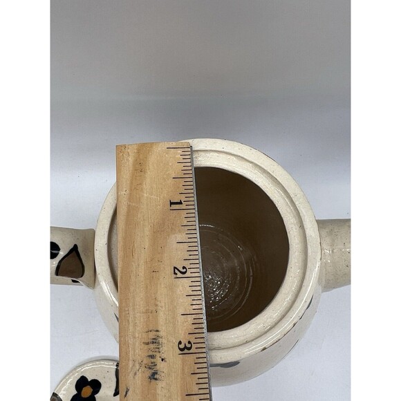 Artist Handmade Glazed Pottery Pitcher Butterfly Floral Design Spring Decor - Picture 7 of 16